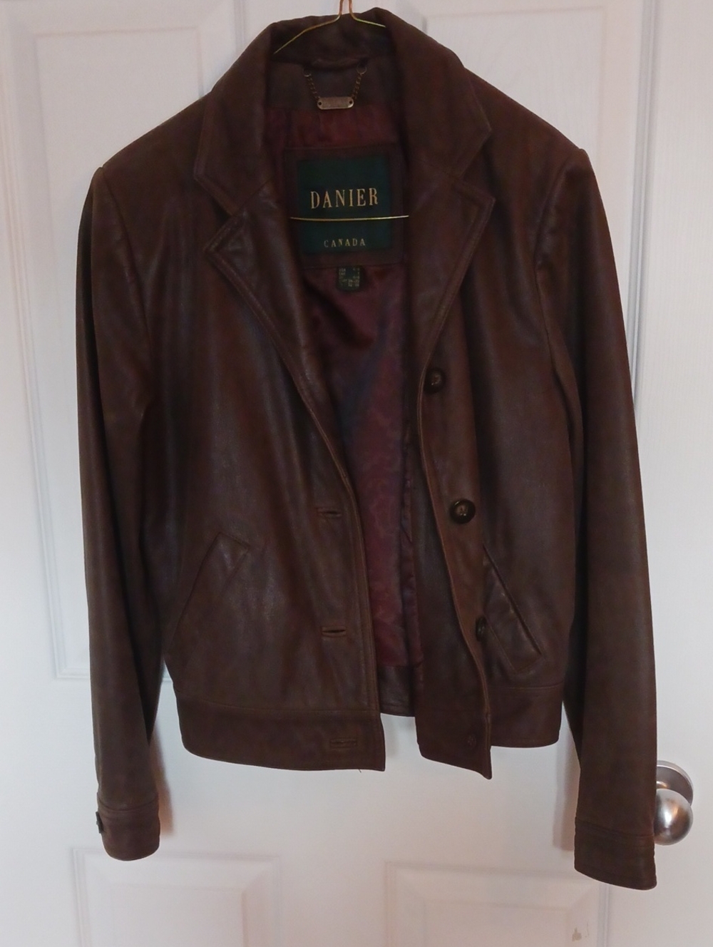 Danier Women's Brown Leather Button-Up Jacket